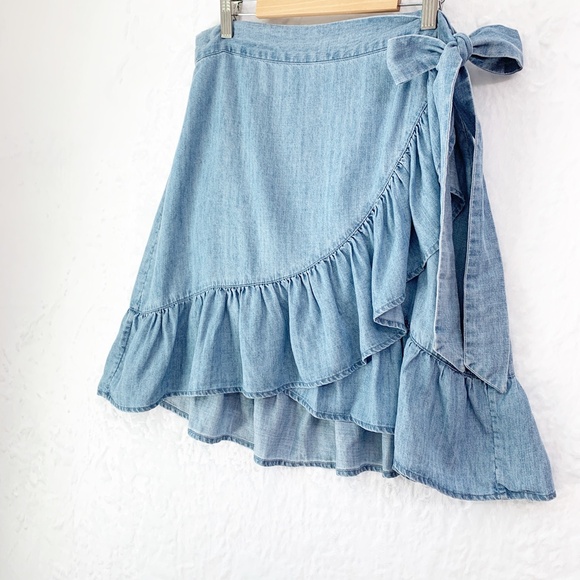 Rails Etienne Chambray Wrap Mini Skirt Sz L - Picture 4 of 11